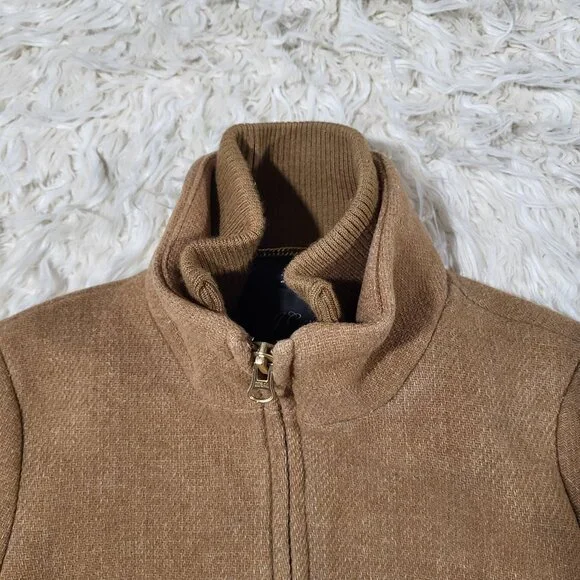 J.Crew Coat Womens 0 Lodge Italian Wool Camel Heather Acorn Zip Up Coat #K0896 - Picture 5 of 16